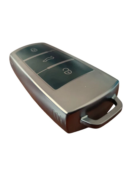 Volkswagen Sustasız Anahtar Uyumlu Silikon Oto Anahtar Kumanda Kabı Kılıf Füme - 4