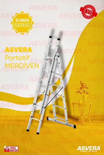 3X2 = 7 METRE "A" TİPİ 3 PARÇA LI ALÜMİNYUM MERDİVEN - 1
