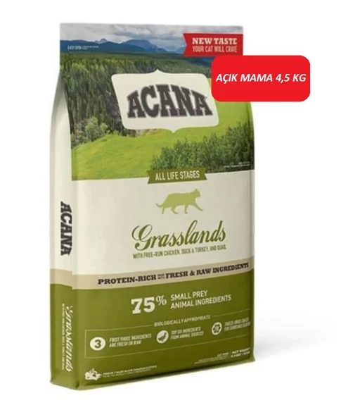 Acana Grasslands Tahılsız Tavuk Ördek ve Hindili Tüm Yaşam Evreleri Kedi Maması 4,5 KG