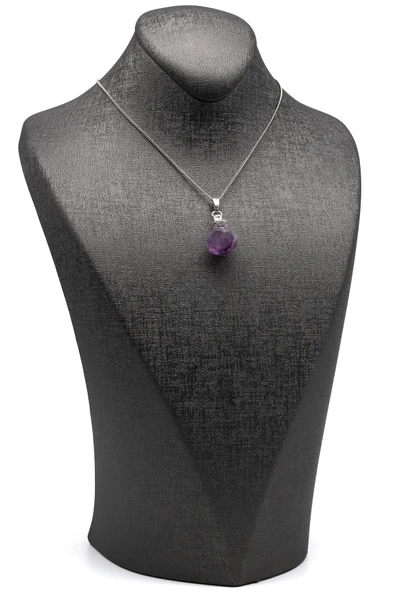 Ametist Doğal Taş Ham Parça Kolye - Resim 2