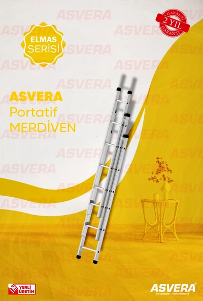 3X2=6 METRE 3 PARÇALI ALÜMİNYUM MERDİVEN - 1