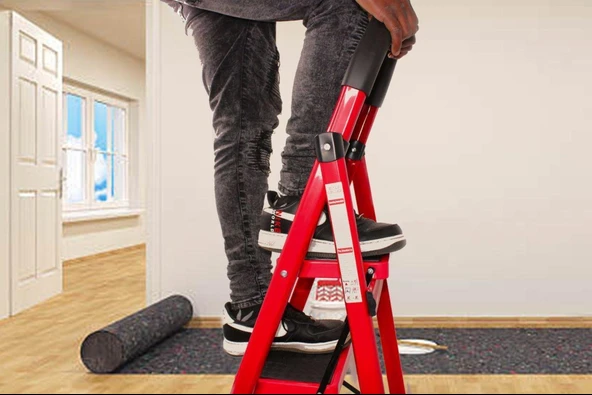 ASVERA Patika 3’lü Ev Tipi Merdiven – Zarif Kırmızı, Hafif, Kaymaz ve Güvenli Kullanım - Resim 7