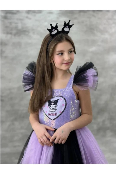 Kuromi Kostümü Kız Çocuk Abiye Elbisesi Doğum Günü Parti Elbisesi 6/10 Yaş - 2