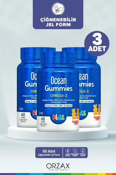Ocean Gummies Omega 3 60 Adet Çiğnenebilir Jel Form 3 Adet