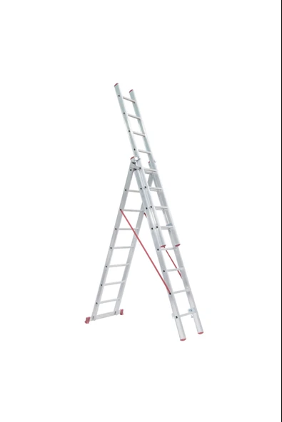 ASVERA 3 Parça x 3 Metre = 9 Metre A Tipi Alüminyum Merdiven – Katlanabilir & Dayanıklı - Resim 2