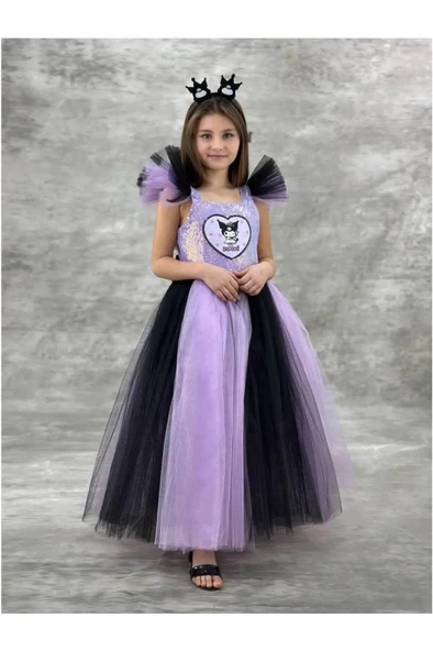 Kuromi Kostümü Kız Çocuk Abiye Elbisesi Doğum Günü Parti Elbisesi 6/10 Yaş