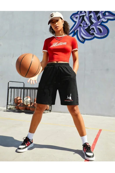 Süperlife Kadın Yelken Baskılı Standart &Regular Kalıp Şort SPR25SRk083 - 5