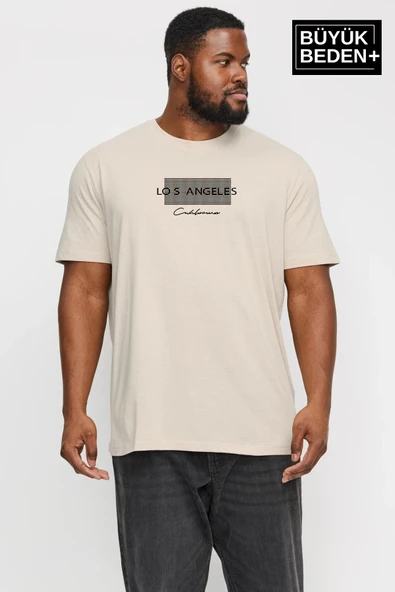Erkek Büyük Beden Las Angeles Baskılı Bisiklet Yaka Tshırt SPR25BT909 - 7