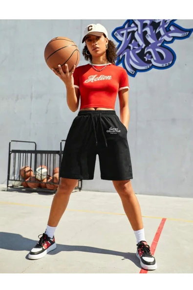 Süperlife Kadın Unified Collective Baskılı Standart &Regular Kalıp Şort SPR25SRK084 - 2