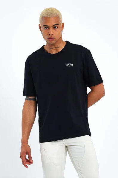 Erkek Bisiklet Yaka New York Baskılı Tshirt SPR25TS29 - 4