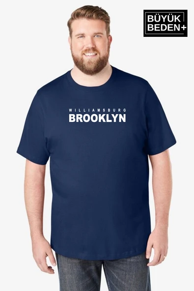 Erkek Büyük Beden Willams.Brooklyn Baskılı Bisiklet Yaka Tshırt SPR25BTS15 - 11