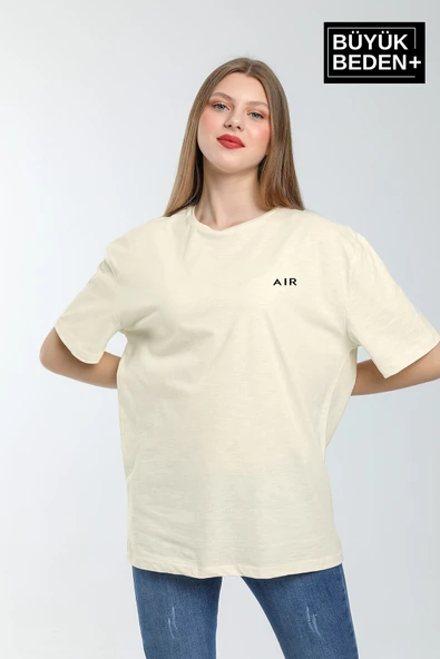 Süperlife Kadın Büyük Beden Air Baskılı Bisiklet Yaka Tshırt SPR25BTSK901 - 7