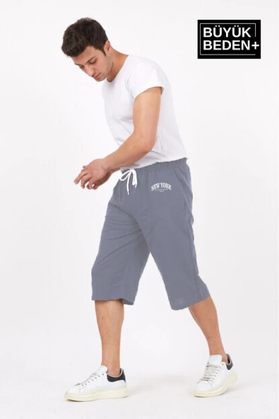 Erkek Büyük Beden New York Baskılı Standart &Regular Kalıp Şort SPR25BSR087 - 3