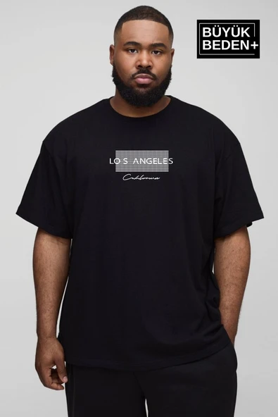 Erkek Büyük Beden Las Angeles Baskılı Bisiklet Yaka Tshırt SPR25BT909 - 3