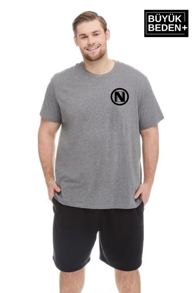 Erkek Büyük Beden N Baskılı Bisiklet Yaka Tshırt SPR25BTS902 - 7