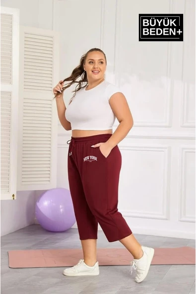 Kadın Büyük Beden New York Baskılı Standart &Regular Kalıp Şort SPR25BSRK087 - 8