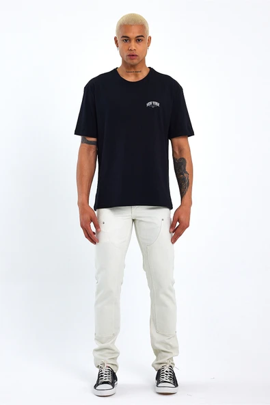 Erkek Bisiklet Yaka New York Baskılı Tshirt SPR25TS29 - 6