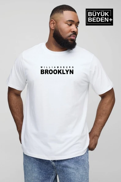 Erkek Büyük Beden Willams.Brooklyn Baskılı Bisiklet Yaka Tshırt SPR25BTS15 - 3