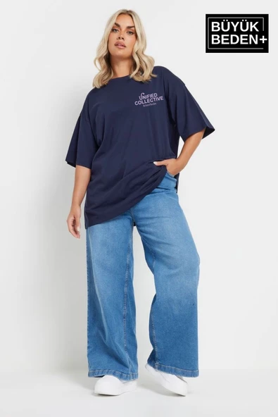 Kadın Büyük Beden Unified Collective Baskılı Bisiklet Yaka Tshırt SPR25BTSK905 - 5