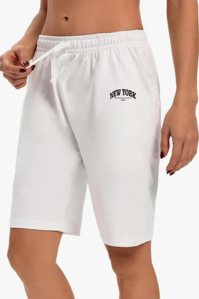 Süperlife Kadın New York Baskılı Standart &Regular Kalıp Şort SPR25SRK085 - 2