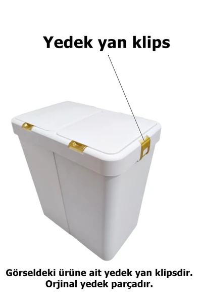 Motek Gold Çamaşır Sepeti Yedek Gold Yan Klips 40-80 Litre Uyumlu 2Adet-GOLD - 2