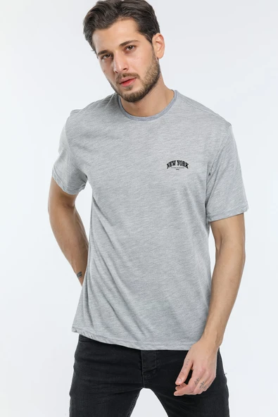Erkek Bisiklet Yaka New York Baskılı Tshirt SPR25TS29 - 10