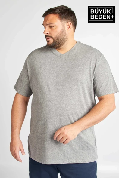Erkek Büyük Beden V Yaka Tshırt SPRBTS09 - 11