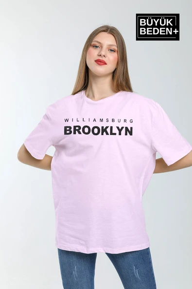 Kadın Büyük Beden Willams.Brooklyn Baskılı Bisiklet Yaka Tshırt SPR25BTSK15 - 10