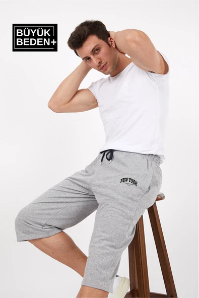 Erkek Büyük Beden New York Baskılı Standart &Regular Kalıp Şort SPR25BSR087 - 5