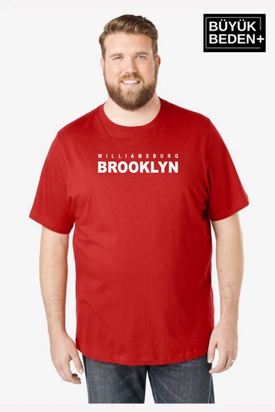 Erkek Büyük Beden Willams.Brooklyn Baskılı Bisiklet Yaka Tshırt SPR25BTS15 - 7