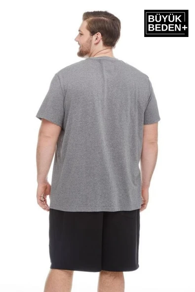 Erkek Büyük Beden Las Angeles Baskılı Bisiklet Yaka Tshırt SPR25BT909 - 6