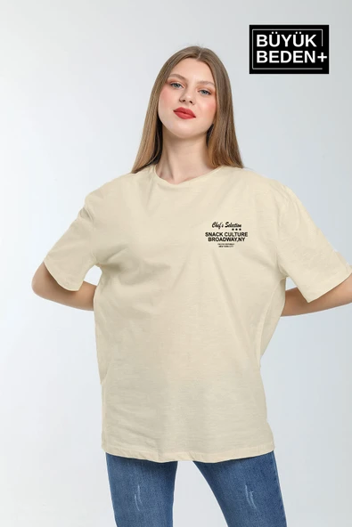 Kadın Büyük Beden Chef's Selection Baskılı Bisiklet Yaka Tshırt SPR25BTSK908 - 9