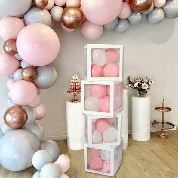 25 cm Büyük Şeffaf Kutu Beyaz 10lu - 3