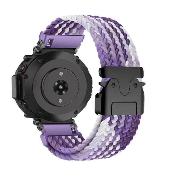 Amazfit T-Rex Ultra Uyumlu Mor Beyaz Naylon Spor Kordon
