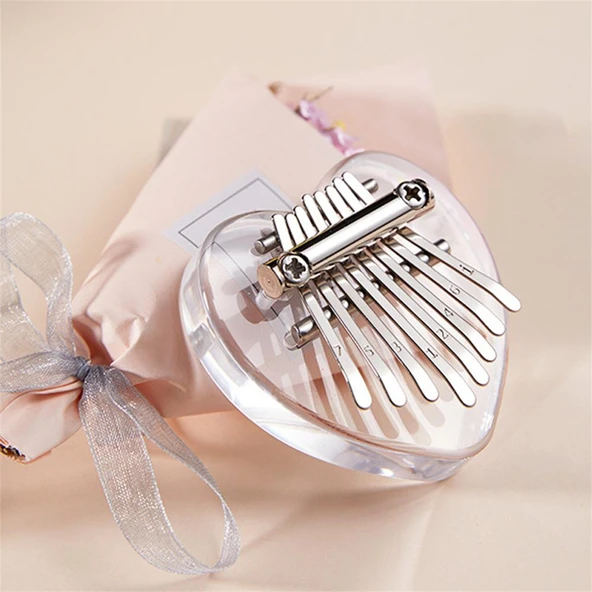 8 Tuşlu Mini Kalimba - Kristal Kalp