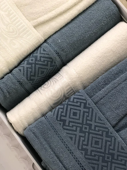 Royam Beril Pamuklu 6 Parça Aile Bornoz Seti Takımı - 2