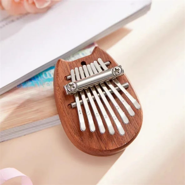 8 Tuşlu Mini Kalimba - Ahşap Kedi