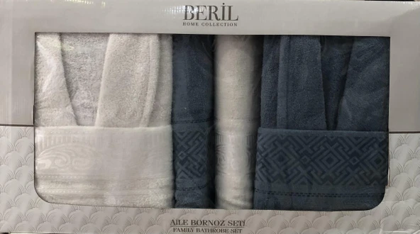 Royam Beril Pamuklu 6 Parça Aile Bornoz Seti Takımı - 3