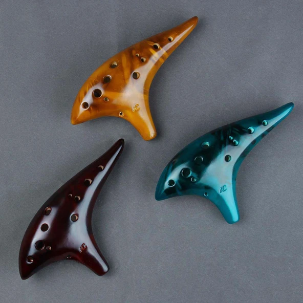 12 Delikli Alto C Seramik Ocarina Flüt - Kahverengi - 7