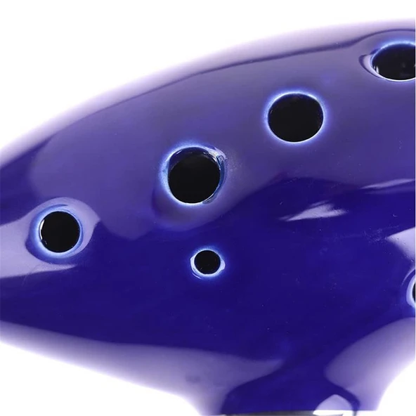 12 Delikli Alto C Seramik Ocarina - Sarı - 5