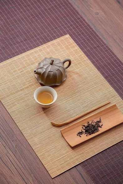 Tilbe Home 2li Naturel Bambu Hasır Banyo Matı Kaydırmaz Çamaşır Makine Örtüsü Mutfak Bulaşık Matı Su Geçirmez - 3