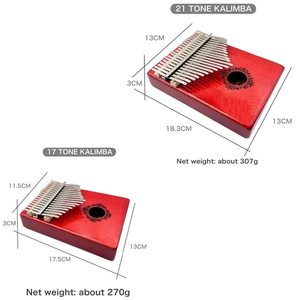 Kalimba Başparmak Piyano - Çiçek Desenli - 17 Tuşlu - 3