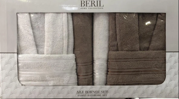 Royam Beril Pamuklu 6 Parça Aile Bornoz Seti Takımı - 9