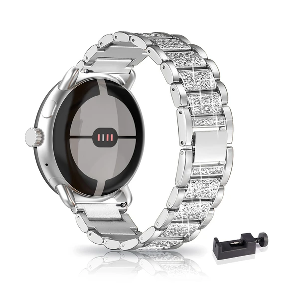 Gümüş Taşlı Metal Kordon - Google Pixel Watch 3 45mm