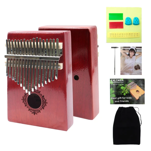 Kalimba Başparmak Piyano - Çiçek Desenli - 17 Tuşlu