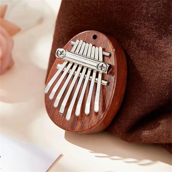 8 Tuşlu Mini Kalimba - Ahşap Yuvarlak