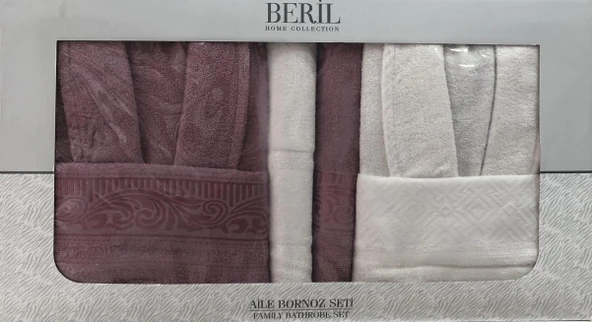 Royam Beril Pamuklu 6 Parça Aile Bornoz Seti Takımı - 4