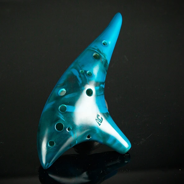 12 Delikli Alto C Seramik Ocarina Flüt - Mavi