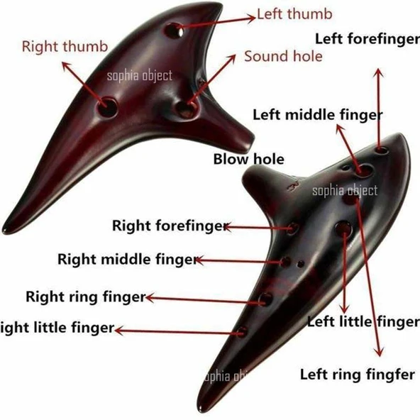 12 Delikli Alto C Seramik Ocarina Flüt - Kahverengi - 6