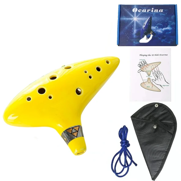 12 Delikli Alto C Seramik Ocarina - Sarı